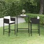 3-teiliges Garten-Barmöbel-Set und schwarze synthetische Rattankissen von vidaXL, Gartensets - Ref: Foro24-3094787, Preis: 25...