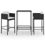 3-piece garden bar furniture set and black synthetic rattan cushions by vidaXL, Garden sets - Ref: Foro24-3094787, Price: 253...