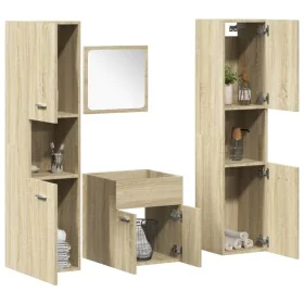Juego de muebles de baño 4 pzas contrachapada roble Sonoma von , Badezimmermöbel - Ref: Foro24-3324998, Preis: 138,19 €, Raba...