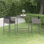 3-teiliges Gartenbar-Möbelset und Kissen aus grauem synthetischem Rattan von vidaXL, Gartensets - Ref: Foro24-3094788, Preis:...