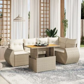 Juego de sofás jardín con cojines 6 pzas ratán sintético beige by , Garden sets - Ref: Foro24-3272185, Price: 523,39 €, Disco...