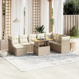 Set de sofás de jardín 9 pzas con cojines ratán sintético beige by , Garden sets - Ref: Foro24-3275515, Price: 640,71 €, Disc...
