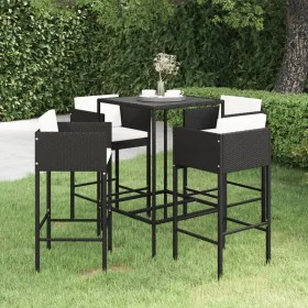 5-piece garden bar set and black synthetic rattan cushions by vidaXL, Garden sets - Ref: Foro24-3094790, Price: 392,91 €, Dis...