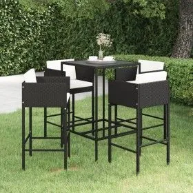 5-teiliges Gartenbar-Set und schwarze synthetische Rattankissen von vidaXL, Gartensets - Ref: Foro24-3094790, Preis: 392,91 €...
