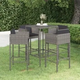 5-piece garden bar furniture set and gray synthetic rattan cushions by vidaXL, Garden sets - Ref: Foro24-3094791, Price: 386,...