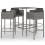 5-teiliges Garten-Barmöbel-Set und graue synthetische Rattankissen von vidaXL, Gartensets - Ref: Foro24-3094791, Preis: 386,2...