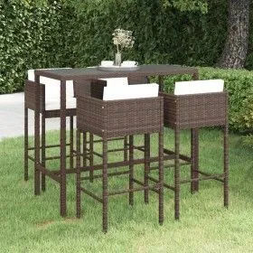 5-teiliges Garten-Bar-Set mit braunen synthetischen Rattankissen von vidaXL, Gartensets - Ref: Foro24-3094792, Preis: 422,94 ...