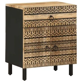 Solid rough black mango wood bedside table 50x33x60 cm by , Nightstands - Ref: Foro24-4018639, Price: 57,91 €, Discount: %