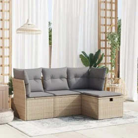 Gartensitzgruppe mit 4-teiligen Sofas und Kissen aus synthetischem Rattan in Beige. von , Gartensets - Ref: Foro24-3325255, P...