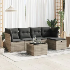 Gartenmöbel-Set 6-teilig mit grauen Polstern aus synthetischem Rattan von , Gartensets - Ref: Foro24-3325276, Preis: 341,86 €...