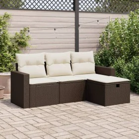 Garden sofa set 4 pieces with brown synthetic rattan cushions by , Garden sets - Ref: Foro24-3325359, Price: 274,16 €, Discou...