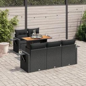 Set de sofás de jardín 6 piezas y cojines ratán sintético negro de , Conjuntos de jardín - Ref: Foro24-3327100, Precio: 543,6...