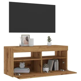 TV-Möbel mit LED-Lichtern aus Eichenholz, handgefertigt, 90x35x40 cm. von , TV-Möbel - Ref: Foro24-856308, Preis: 71,69 €, Ra...