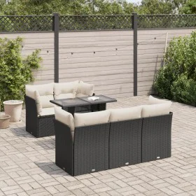6-teiliges Gartensofa-Set und Kissen aus schwarzem Kunststoff-Rattan. von , Gartensets - Ref: Foro24-3326097, Preis: 439,41 €...
