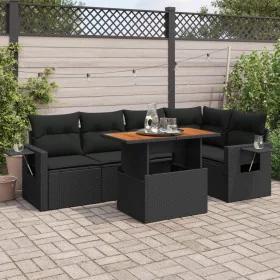 6-piece garden sofa set with black synthetic rattan cushions by , Garden sets - Ref: Foro24-3327149, Price: 473,92 €, Discoun...