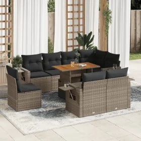 Garden sofa set with 9-piece synthetic rattan gray cushions by , Garden sets - Ref: Foro24-3327168, Price: 643,55 €, Discount: %