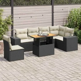 Gartensofa-Set, 7-teilig, mit schwarzen Polstern aus synthetischem Rattan von , Gartensets - Ref: Foro24-3327381, Preis: 478,...