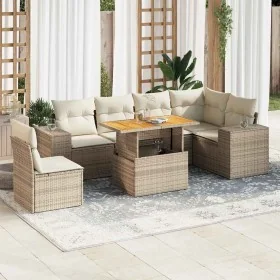 Garden set with 7 pieces of sofas and beige synthetic rattan cushions. by , Garden sets - Ref: Foro24-3327383, Price: 574,67 ...