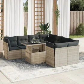 Garden furniture set 9 pieces and light gray synthetic rattan cushions by , Garden sets - Ref: Foro24-3326133, Price: 670,12 ...