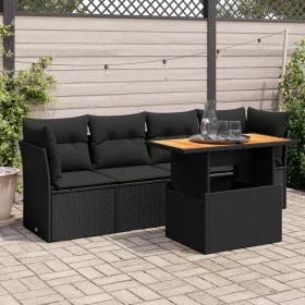Set de muebles de jardín 5 pzas y cojines ratán sintético negro de , Conjuntos de jardín - Ref: Foro24-3326876, Precio: 363,6...