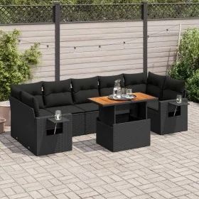 Garden sofa set with 8 pieces of black synthetic rattan and cushions. by , Garden sets - Ref: Foro24-3327121, Price: 580,46 €...