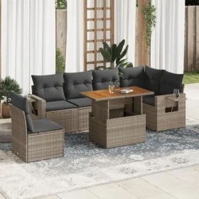 7-piece garden sofa set with gray synthetic rattan cushions by , Garden sets - Ref: Foro24-3327161, Price: 479,63 €, Discount: %