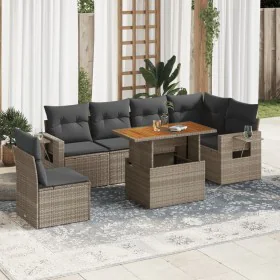 Gartensofagarnitur 7-teilig mit grauen Polstern aus synthetischem Rattan von , Gartensets - Ref: Foro24-3327161, Preis: 479,6...