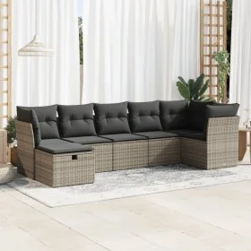 Gartensofagarnitur 7-teilig mit grauen Polstern aus synthetischem Rattan von , Gartensets - Ref: Foro24-3325306, Preis: 423,3...