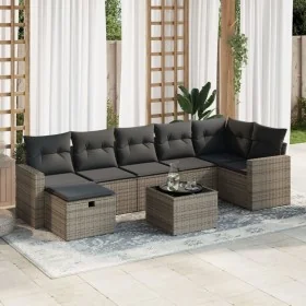 Set of garden sofas and cushions 8 pieces synthetic rattan gray by , Garden sets - Ref: Foro24-3325416, Price: 484,08 €, Disc...