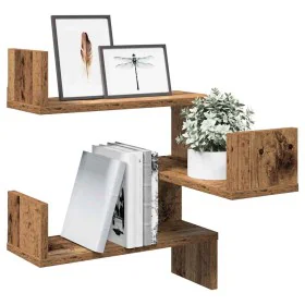 Corner wall shelf, aged wood, 40x40x49.5 cm by , Shelves and shelves - Ref: Foro24-856606, Price: 27,01 €, Discount: %
