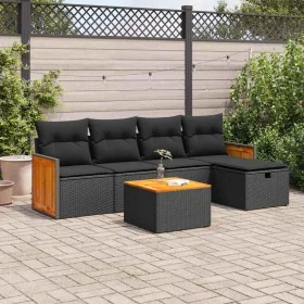 6-piece garden sofa set with black synthetic rattan cushions by , Garden sets - Ref: Foro24-3326017, Price: 360,29 €, Discoun...