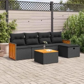 Set de sofás de jardín 6 piezas y cojines ratán sintético negro de , Conjuntos de jardín - Ref: Foro24-3326017, Precio: 360,2...