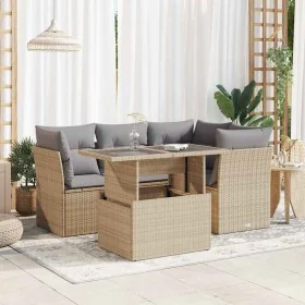 Juego de sofás jardín con cojines 5 pzas ratán sintético beige de , Conjuntos de jardín - Ref: Foro24-3326150, Precio: 380,52...