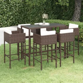 7-piece garden bar set with brown synthetic rattan cushions by vidaXL, Garden sets - Ref: Foro24-3094795, Price: 578,15 €, Di...