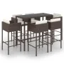 7-piece garden bar set with brown synthetic rattan cushions by vidaXL, Garden sets - Ref: Foro24-3094795, Price: 578,15 €, Di...