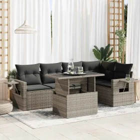 Set mit 6 Gartenmöbeln und Kissen synthetisches Rattangrau von , Gartensets - Ref: Foro24-3326481, Preis: 435,58 €, Rabatt: %