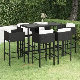 7-piece garden bar set and black synthetic rattan cushions by vidaXL, Garden sets - Ref: Foro24-3094796, Price: 592,84 €, Dis...
