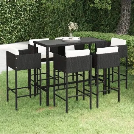 7-piece garden bar set and black synthetic rattan cushions by vidaXL, Garden sets - Ref: Foro24-3094796, Price: 592,84 €, Dis...