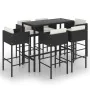 7-teiliges Gartenbar-Set und schwarze synthetische Rattankissen von vidaXL, Gartensets - Ref: Foro24-3094796, Preis: 592,84 €...