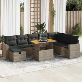 Set garden sofas and cushions 9 pcs synthetic rattan acacia gray by , Garden sets - Ref: Foro24-3328019, Price: 580,36 €, Dis...