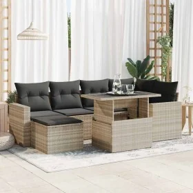 Set mit 7 Gartensofas mit Kissen PE Rattan hellgrau von , Gartensets - Ref: Foro24-3326353, Preis: 534,93 €, Rabatt: %