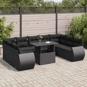 Set of garden sofas and cushions 10 pcs synthetic rattan black by , Garden sets - Ref: Foro24-3326696, Price: 745,29 €, Disco...