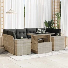 Set mit 7 Gartensofas mit Kissen PE Rattan hellgrau von , Gartensets - Ref: Foro24-3326753, Preis: 582,19 €, Rabatt: %