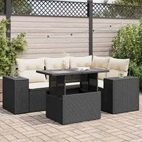 5 pcs garden furniture set and cushions synthetic rattan black by , Garden sets - Ref: Foro24-3326787, Price: 391,16 €, Disco...