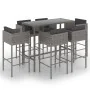 Garden bar furniture set 7 pieces and gray synthetic rattan cushions by vidaXL, Garden sets - Ref: Foro24-3094797, Price: 575...