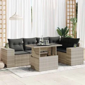 Set of 6 garden sofas and cushions synthetic rattan gray by , Garden sets - Ref: Foro24-3326803, Price: 499,77 €, Discount: %