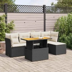 Set de sofás de jardín 6 piezas y cojines ratán sintético negro de , Conjuntos de jardín - Ref: Foro24-3326912, Precio: 386,4...