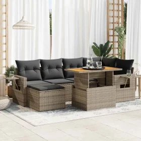 Set mit 7 Gartensofas mit Kissen synthetisches Rattangrau von , Gartensets - Ref: Foro24-3327175, Preis: 473,11 €, Rabatt: %