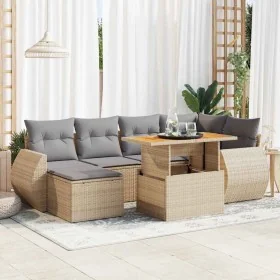 Set aus 7-teiligen Gartensofas und Kissen, synthetisches Rattan, beige von , Gartensets - Ref: Foro24-3327286, Preis: 517,06 ...