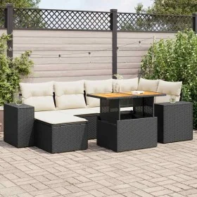 Set de sofás de jardín 7 pzas con cojines ratán sintético negro by , Garden sets - Ref: Foro24-3327395, Price: 472,99 €, Disc...